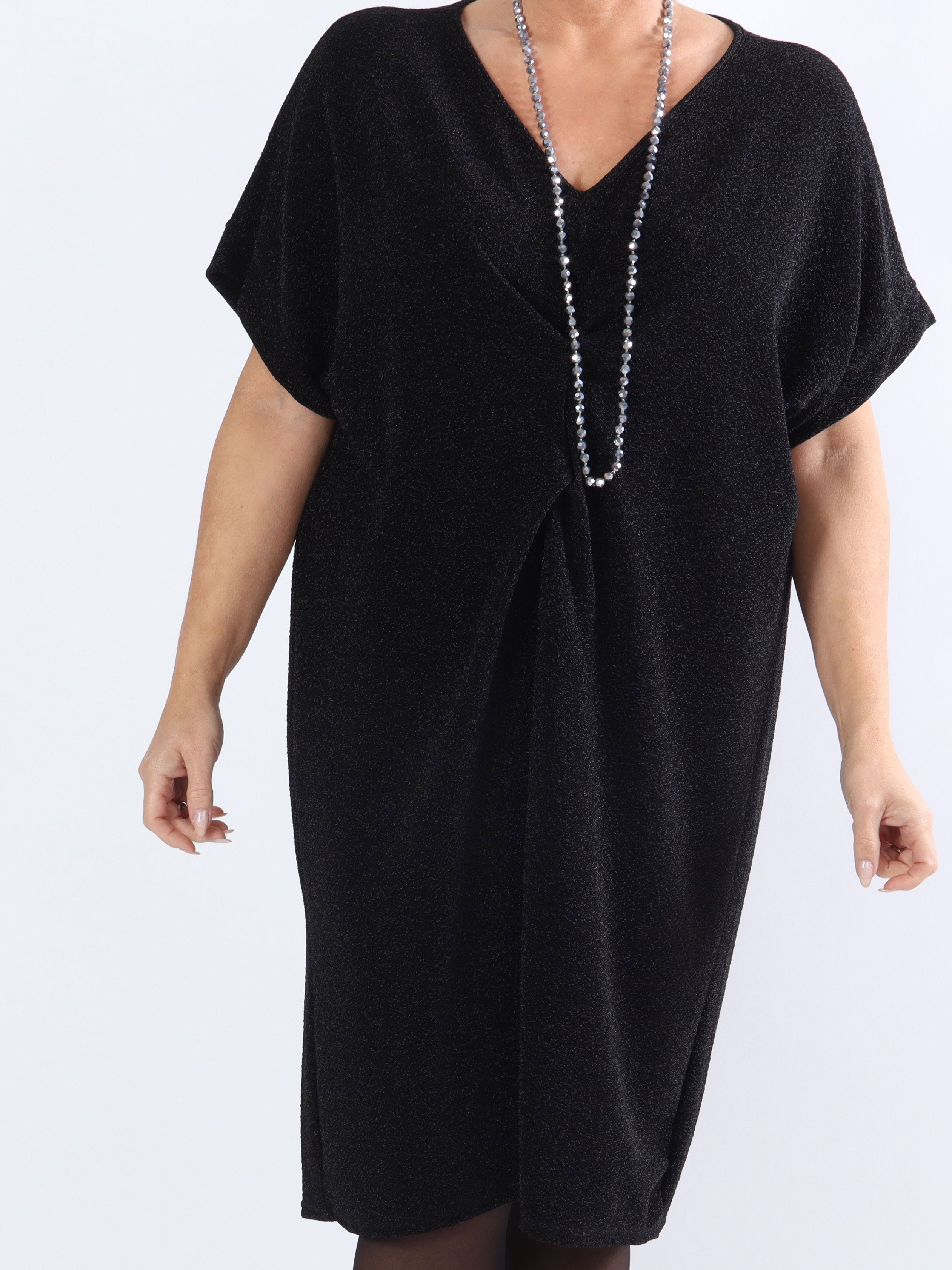 Paloma - Plus size tunikakjole med glimmer og v-hals